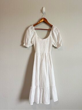 Hill House White Eyelet Midi Dress